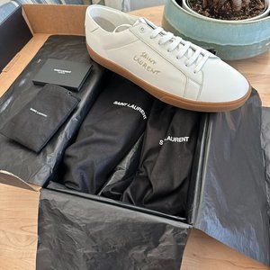 Men's St Laurent size 12 White Leather Sneaker NEW